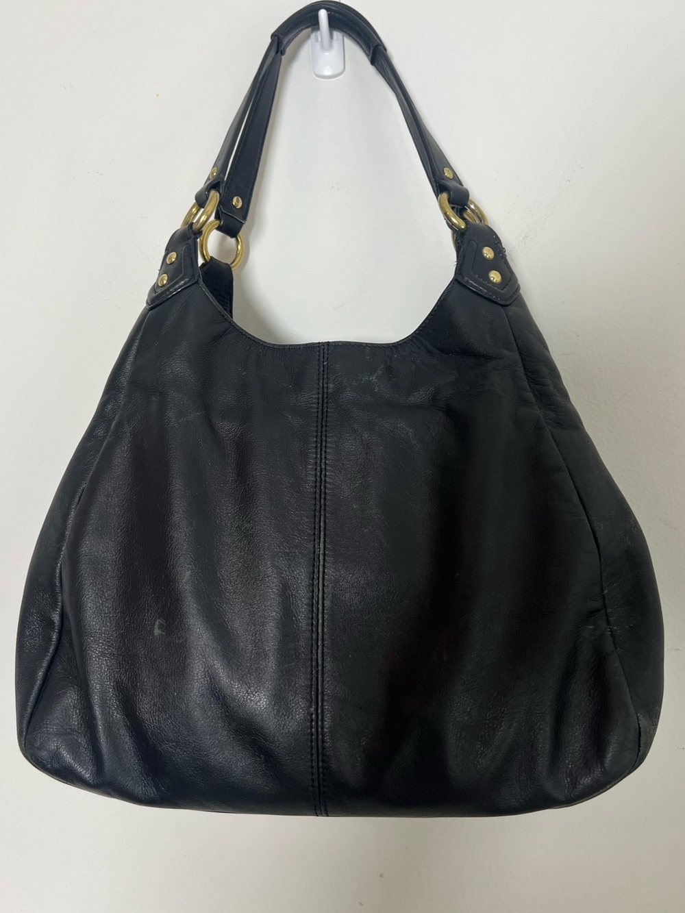 Coach Campbell Black Leather Hobo Shoulder Bag Large Buckle Gold Hardware - Picture 4 of 15